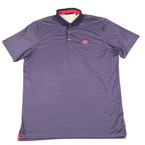 Greyson Polo Shirt Mens XL Purple Geometric Golf Performance Wolf Logo